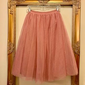 dusty rose tulle skirt with attached slip
